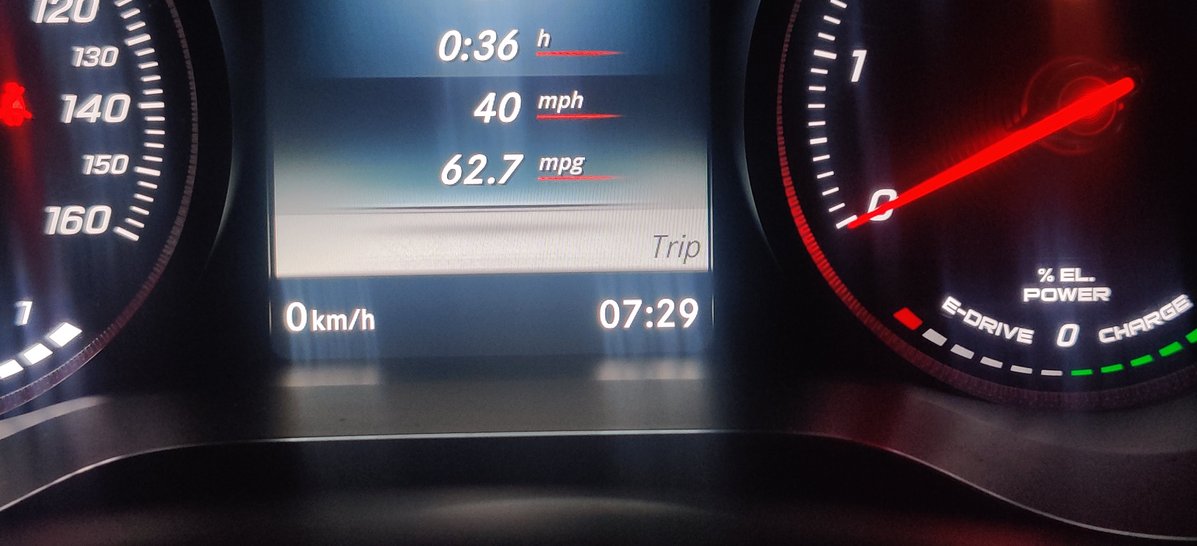 Mercedes van dash showing live fuel consumption readout