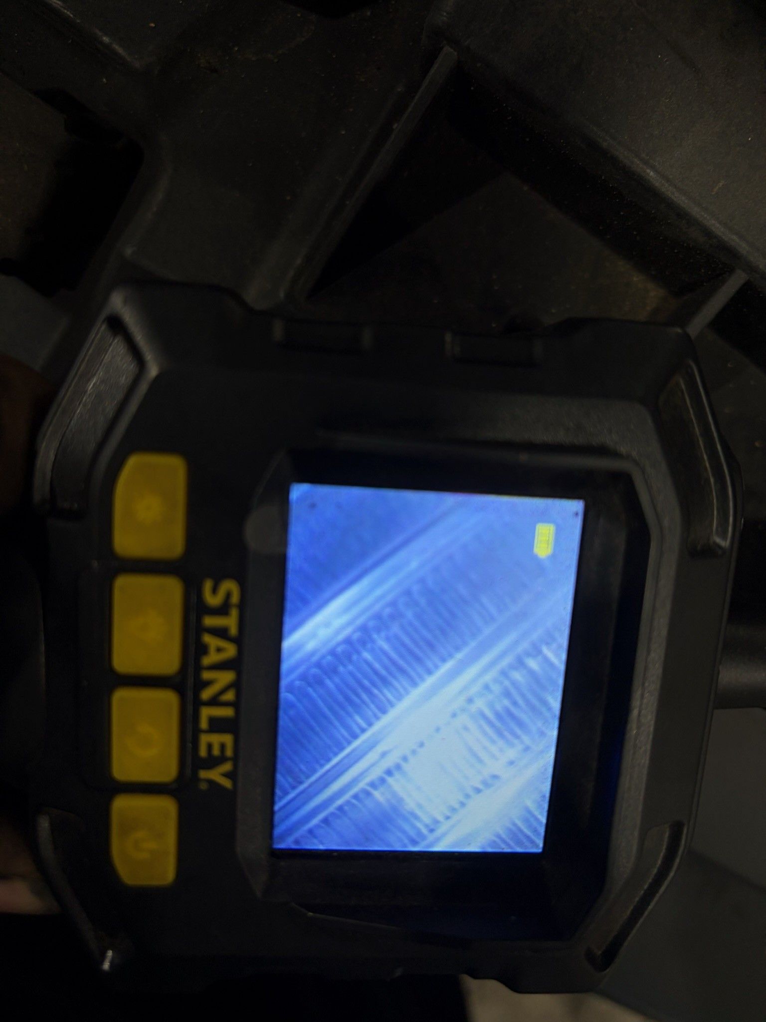 Stanley borescope showing internal component inspection on screen