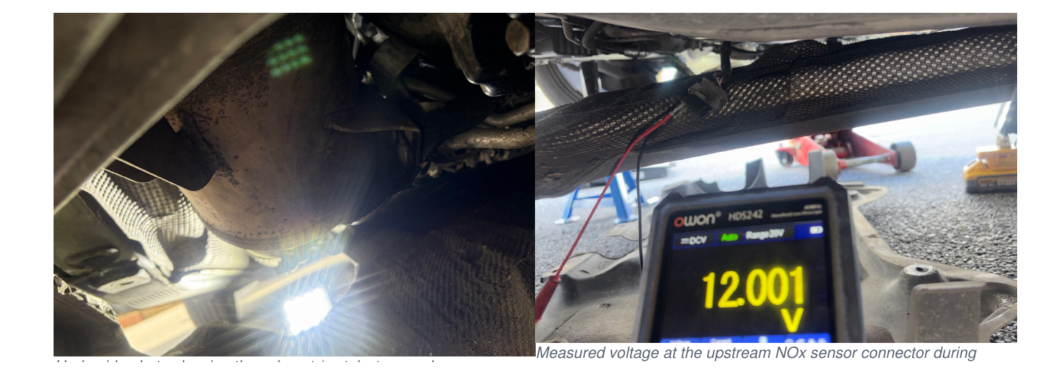Photo evidence and voltage reading from a diagnostic visit